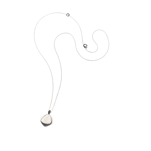 PENDENTE TROTTOLA IN ORO BIANCO E TITANIO NERO