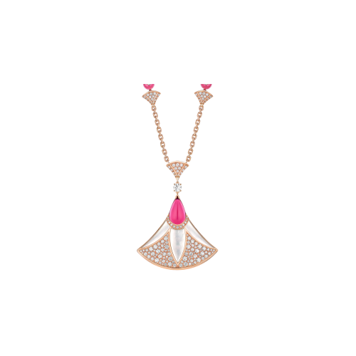 COLLANA DIVAS' DREAM IN ORO ROSA CON RUBELLITE, MADREPERLA E PAVÉ DI DIAMANTI - CL859983 - CL859983