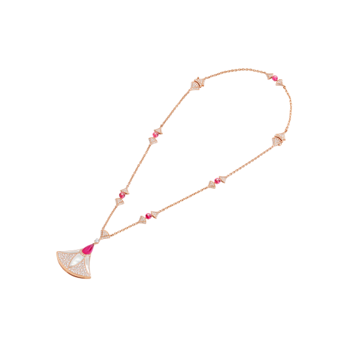 COLLANA DIVAS' DREAM IN ORO ROSA CON RUBELLITE, MADREPERLA E PAVÉ DI DIAMANTI - CL859983 - CL859983