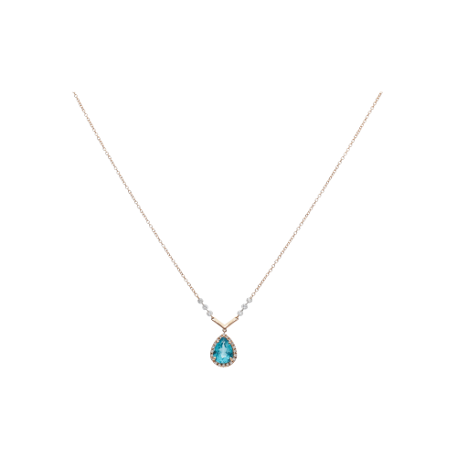 COLLANA IN ORO ROSA CON APATITE E DIAMANTI - C087/2-S0