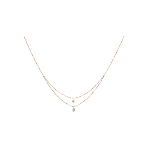 COLLANA A DOPPIO FILO IN ORO ROSA CON DIAMANTI - C058/19/2-S0