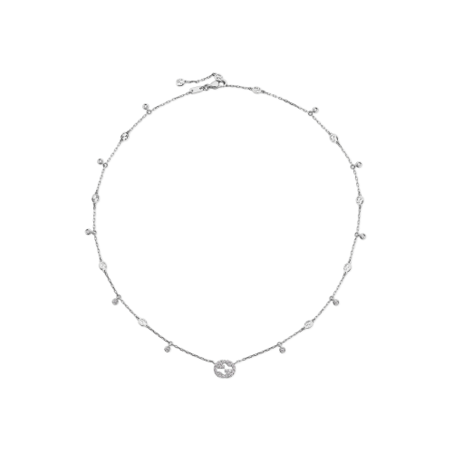 COLLANA GUCCI INTERLOCKING  IN ORO BIANCO E DIAMANTI - YBB72940200300U