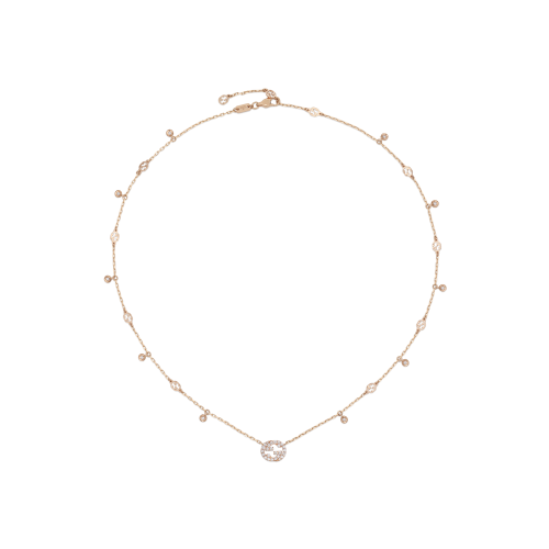 COLLANA GUCCI INTERLOCKING IN ORO ROSA E DIAMANTI - YBB729402001