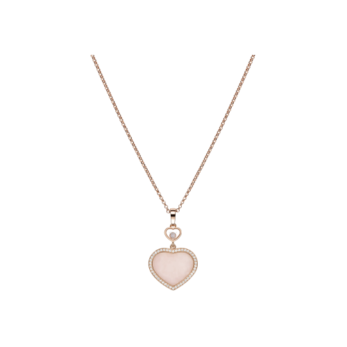 PENDENTE HAPPY HEARTS, ORO ROSA ETICO, DIAMANTI, OPALE ROSA - 79A074-5620 - 79A074-5620