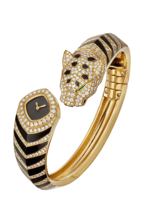 LA PANTHÈRE DE CARTIER, ORO GIALLO, DIAMANTI, SMERALDO, MISURA 17, QUARZO - HPI01747