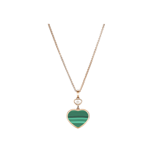 COLLANA HAPPY HEARTS, ORO ROSA ETICO, DIAMANTE, MALACHITE - 797482-5151 - 797482-5151