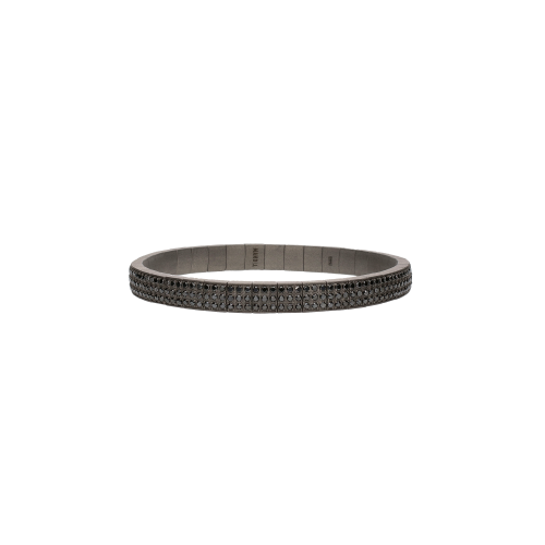 BRACCIALE ELASTICA IN TITANIO, FULL PAVÉ DI DIAMANTI NERI - SPRBRBOMTBBR_M - SPRBRBOMTBBR_M