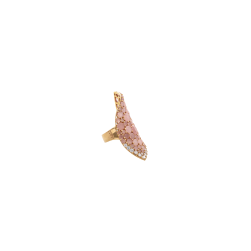 ANELLO LAKSHMI IN ORO ROSA CON CALCEDONIO E DIAMANTI - 15841R - 15841R