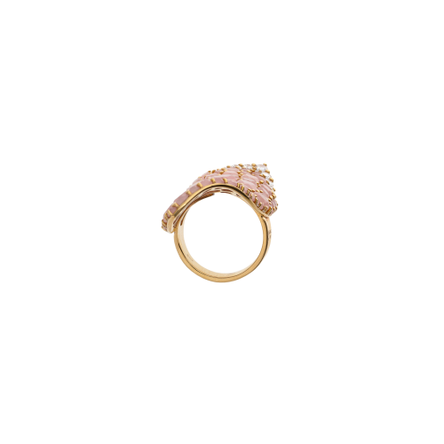 ANELLO LAKSHMI IN ORO ROSA CON CALCEDONIO E DIAMANTI - 15841R - 15841R