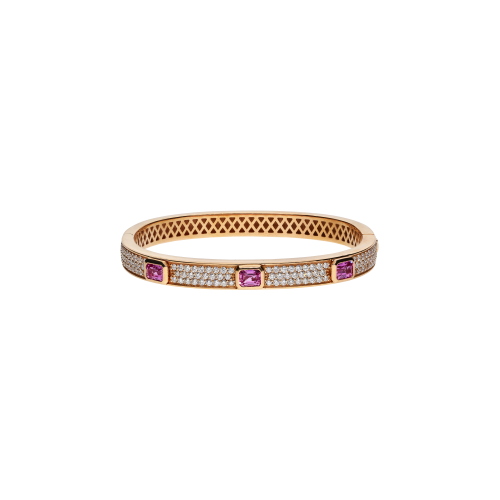 BRACCIALE RIGIDO IN ORO ROSA CON DIAMANTI E ZAFFIRI ROSA - 1PU1482116/1