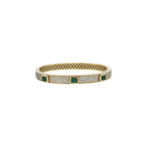 Accedi alla scheda di Bartorelli Italian Jewels BRACCIALE RIGIDO IN ORO GIALLO CON SMERALDI E PAV&Eacute; DI DIAMANTI - 1PU1482116/11