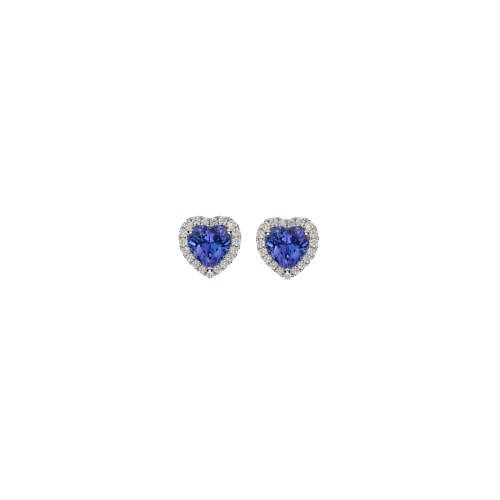 ORECCHINI CUORE A LOBO IN ORO BIANCO CON TANZANITE E DIAMANTI - 1PE0271245/5