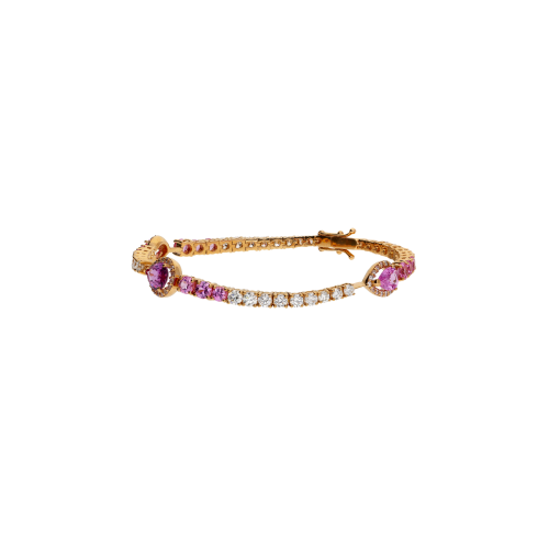 BRACCIALE IN ORO ROSA CON DIAMANTI E ZAFFIRI ROSA - 1PU1790020/4