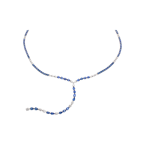 COLLANA GIROCOLLO IN ORO BIANCO CON DIAMANTI E ZAFFIRI BLU - 1GA1790036/3