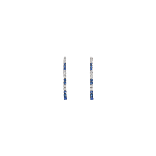 ORECCHINI PENDENTI IN ORO BIANCO CON DIAMANTI E ZAFFIRI BLU - 1PE1790041/5/1