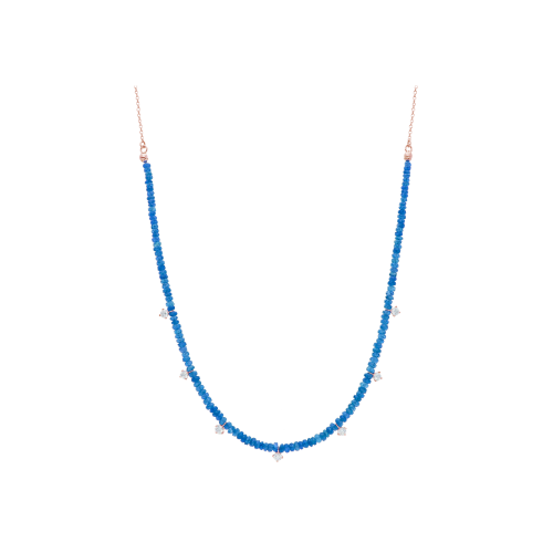 COLLANA GIROCOLLO IN ORO ROSA CON ZAFFIRI BLU E DIAMANTI - 252746