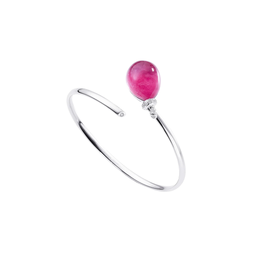 BRACCIALE PALLONCINO IN ORO BIANCO, DIAMANTI, RODONITE E CRISTALLO DI ROCCA