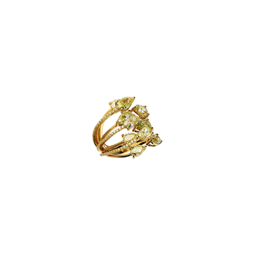 ANELLO RAMI IN ORO GIALLO CON  DIAMANTI FANCY YELLOW - VRH03157DY