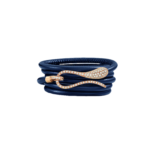 BRACCIALE ELIKA IN PELLE BLU CON CHIUSURA IN ORO ROSA  E DIAMANTI - DEK03BRRRDIXL - DEK03BRRRDIXL