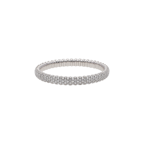 BRACCIALE ELASTICO IN ORO BIANCO CON PAVÉ DI DIAMANTI BIANCHI - 285-3040