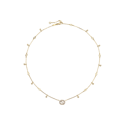 COLLANA GUCCI INTERLOCKING IN ORO GIALLO E DIAMANTI - YBB729402002 - YBB729402002