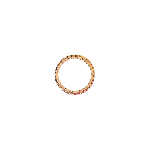 ANELLO VERETTA RAINBOW IN ORO ROSA CON ZAFFIRI MULTICOLOR - KR1017/MS