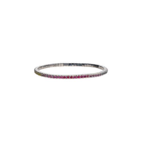 BRACCIALE TENNIS ELASTICO IN ORO BIANCO E ZAFFIRI MULTICOLOR - TENBROBZAMUL9KT - TENBROBZAMUL9KT