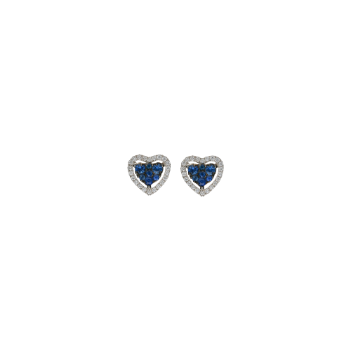 ORECCHINI CUORE A LOBO IN BIANCO CON DIAMANTI E ZAFFIRI BLU - 1PE0751537/1