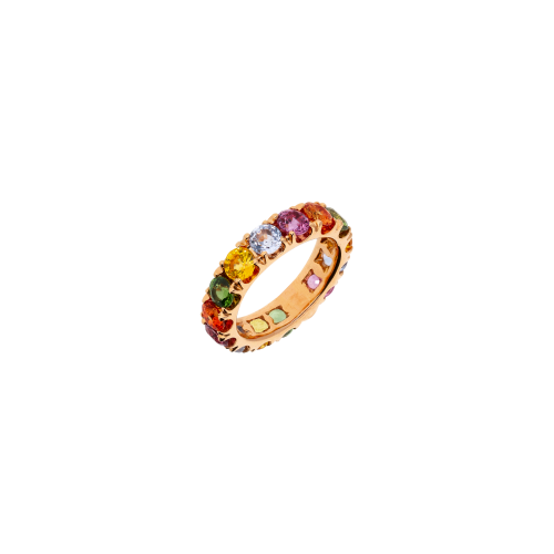 ANELLO VERETTA RAINBOW IN ORO ROSA E ZAFFIRI MULTICOLOR - 1AN0032195/14/1