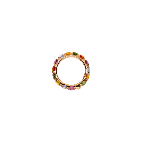 ANELLO VERETTA RAINBOW IN ORO ROSA E ZAFFIRI MULTICOLOR - 1AN0032195/14/1