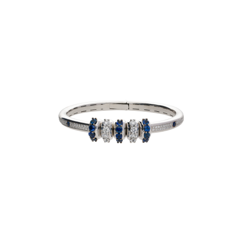 BRACCIALE RIGIDO IN ORO BIANCO CON DIAMANTI E ZAFFIRI BLU - 1PU0032203/1