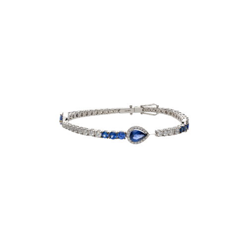 BRACCIALE SEMIRIGIDO IN ORO BIANCO CON DIAMANTI E ZAFFIRI BLU - 1PU1790020/1