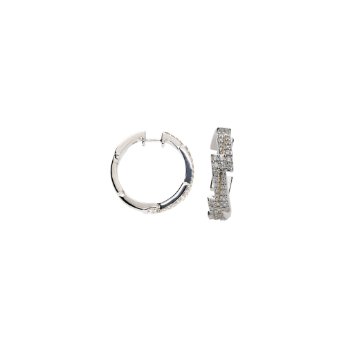 ORECCHINI FULMINE A CERCHIO MEDIO IN ORO BIANCO CON DEMI-PAVÉ DI DIAMANTI - VE29492DW