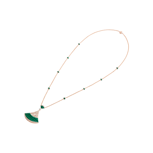 COLLANA DIVAS' DREAM IN ORO ROSA CON MALACHITE E PAVÉ DI DIAMANTI - CL859101 - CL859101