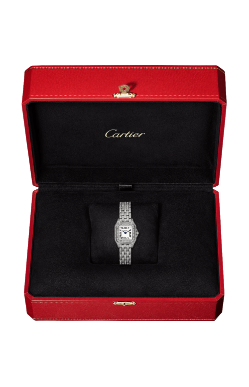 PANTHÈRE DE CARTIER MODELLO MINI, ORO BIANCO, DIAMANTI, QUARZO - HPI01641