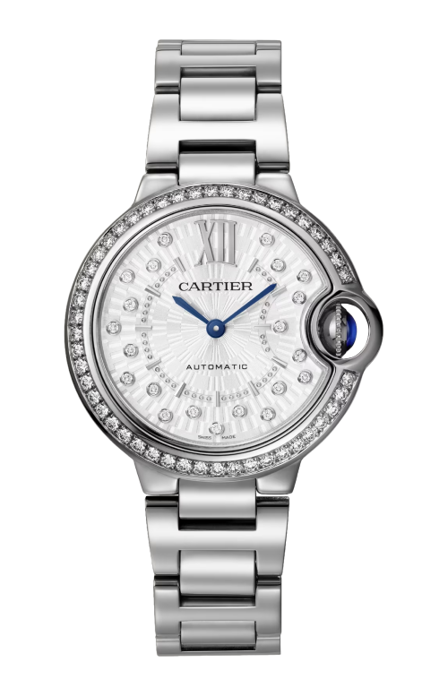 BALLON BLEU DE CARTIER 33 MM, AUTOMATICO, ACCIAIO, DIAMANTI - W4BB0035