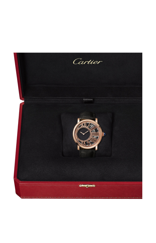 ROTONDE DE CARTIER HEURE MYSTÉRIEUSE, SCHELETRATO, ORO ROSA, MANUALE - WHRO0060