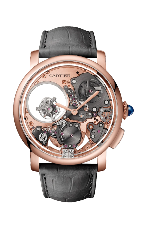 ROTONDE DE CARTIER RIPETIZIONE MINUTI DOPPIO TOURBILLON MISTERIOSO, ORO ROSA, MANUALE - WHRO0061