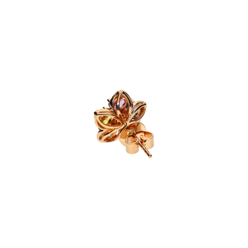ORECCHINI RAINBOW FIORI IN ORO ROSA CON ZAFFIRI MULTICOLOR E DIAMANTI - E00933RB11