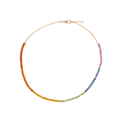 COLLANA GIROCOLLO RAINBOW IN ORO ROSA CON ZAFFIRI MULTICOLOR - AN3408MS