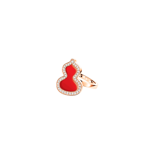 ANELLO PETITE WULU IN ORO ROSA, DIAMANTI E AGATA ROSSA - WUR40ABRGRA - WUR40ABRGRA