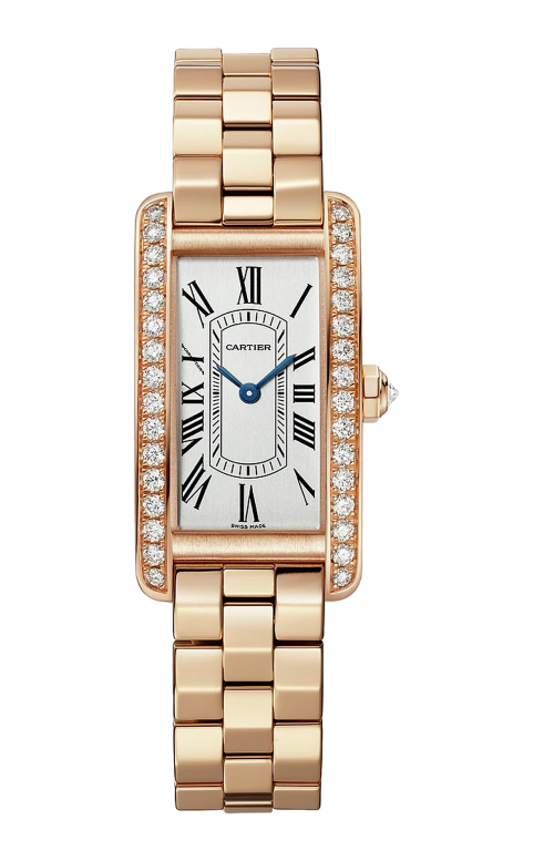TANK AMÉRICAINE, MODELLO PICCOLO, ORO ROSA, DIAMANTI, QUARZO - WJTA0056