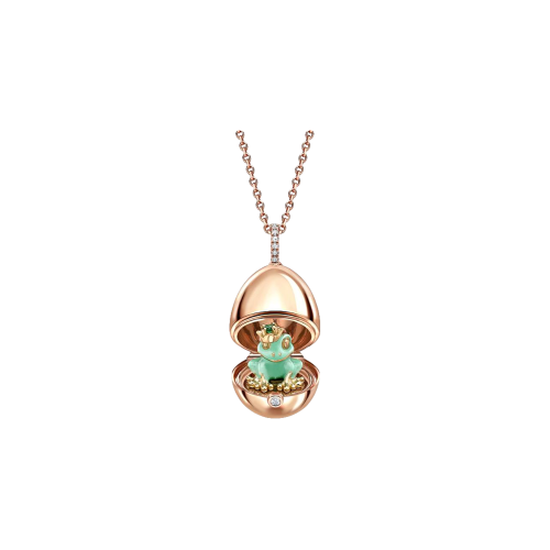 OVETTO FABERGÉ  ESSENCE IN ORO ROSA E LACCA VERDE - 1258FP2370