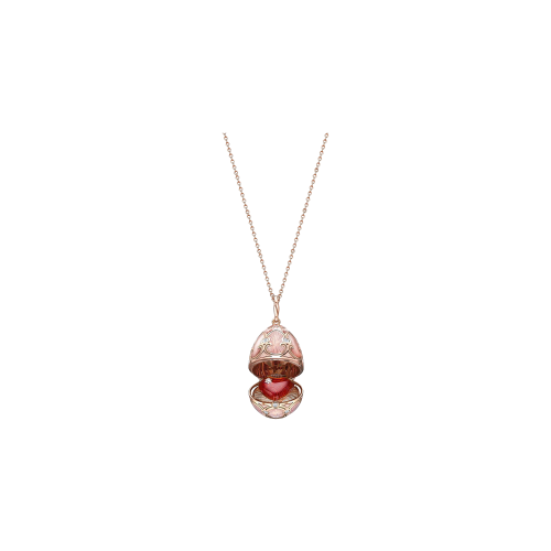 OVETTO FABERGÉ HERITAGE, CUORE IN ORO ROSA, DIAMANTI E SMALTO GUILLOCHÉ ROSA - 1151FP2131