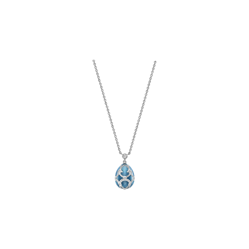 OVETTO FABERGÉPETITE HERITAGE IN ORO BIANCO, DIAMANTI E SMALTO VERDE ACQUA GUILLOCHÉ - 1152FP2454