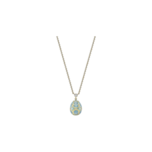 OVETTO FABERGÉ PETITE HERITAGE IN ORO GIALLO, DIAMANTI E SMALTO VERDE ACQUA GUILLOCHÉ - 1152FP1348