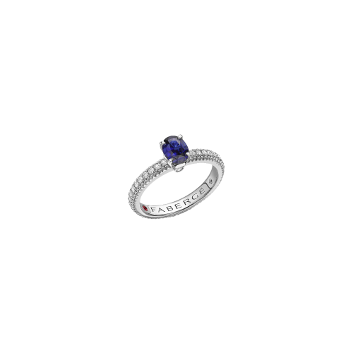 ANELLO COLOURS OF LOVE IN ORO BIANCO CON DIAMANTI E ZAFFIRO BLU - 831RG1645