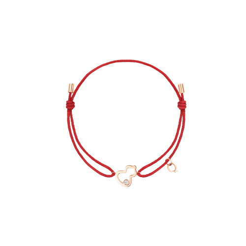 BRACCIALE WULU IN ORO ROSA CON DIAMANTE SU CORDINO ROSSO - WOC40FMRGDI