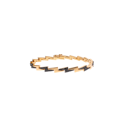 BRACCIALE FULMINE IN ORO ROSA CON DIAMANTI NERI - VB29269DKP