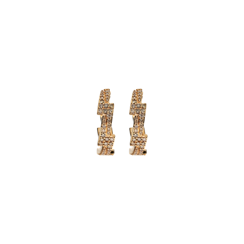ORECCHINI FULMINE A CERCHIO MEDIO IN ORO ROSA CON PAVÉ DI DIAMANTI BROWN - VE29492DBP